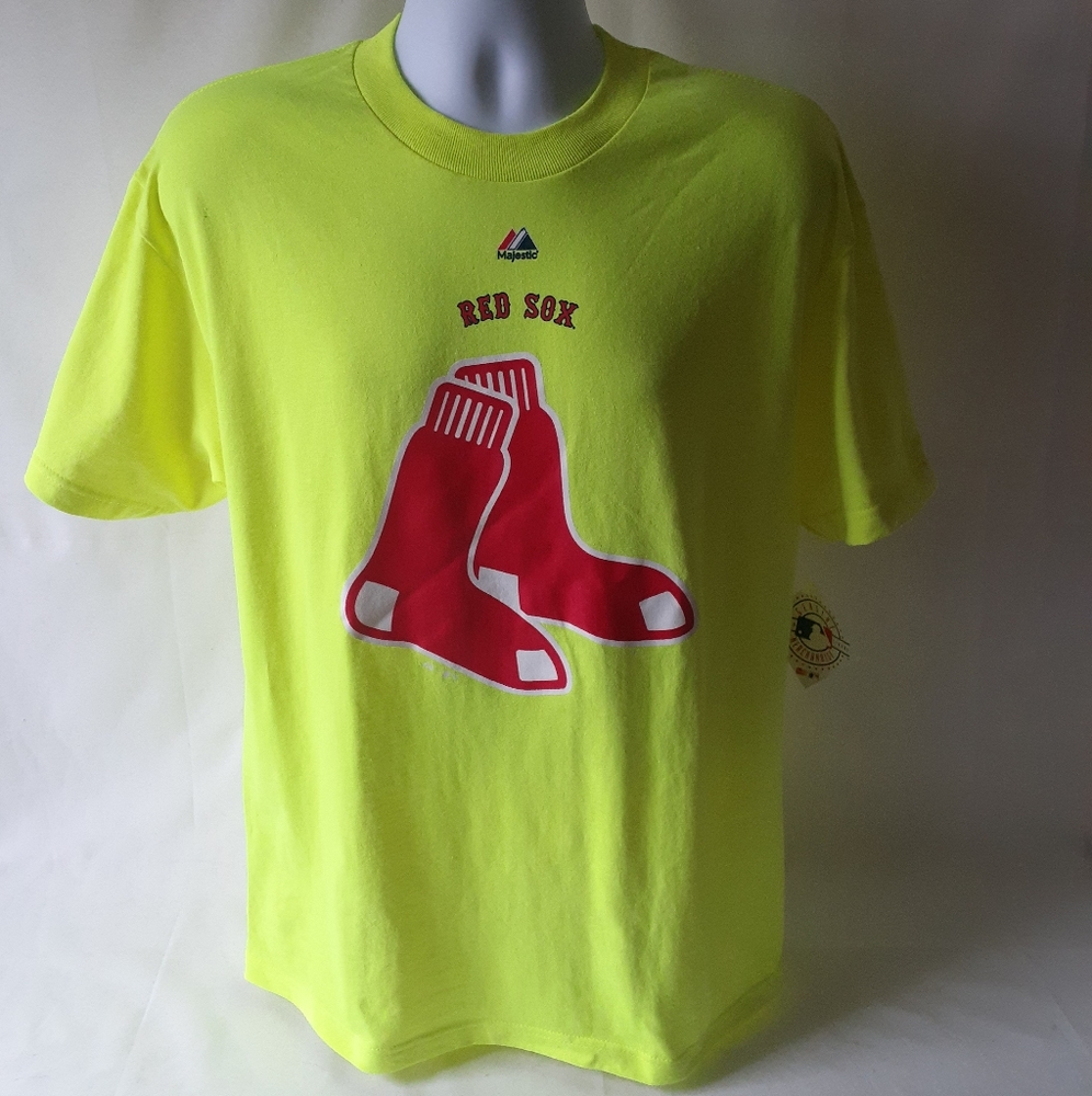 Majestic Boston Red Sox neon yellow men's t-shirt